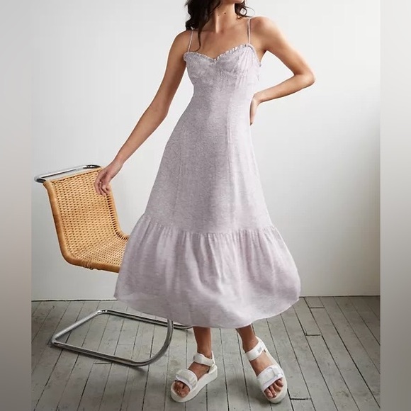 Wilfred Aritzia Broadway Lilac / White Birch printed bustier tiered maxi dress - Picture 16 of 16